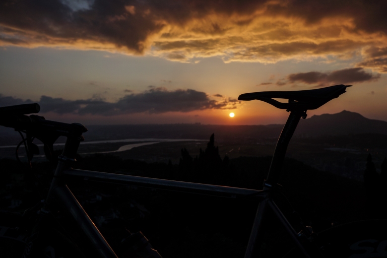 The bike has provided several beautiful sunset rides. Taipei, Taiwan.