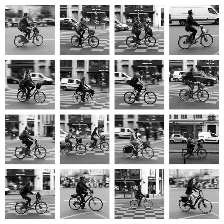 A contact sheet of some cyclist I found in Paris. This series was taken over the course of just a few minutes. Paris, France.