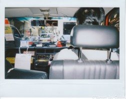 The inside of your typical Toyota Crown taxi.